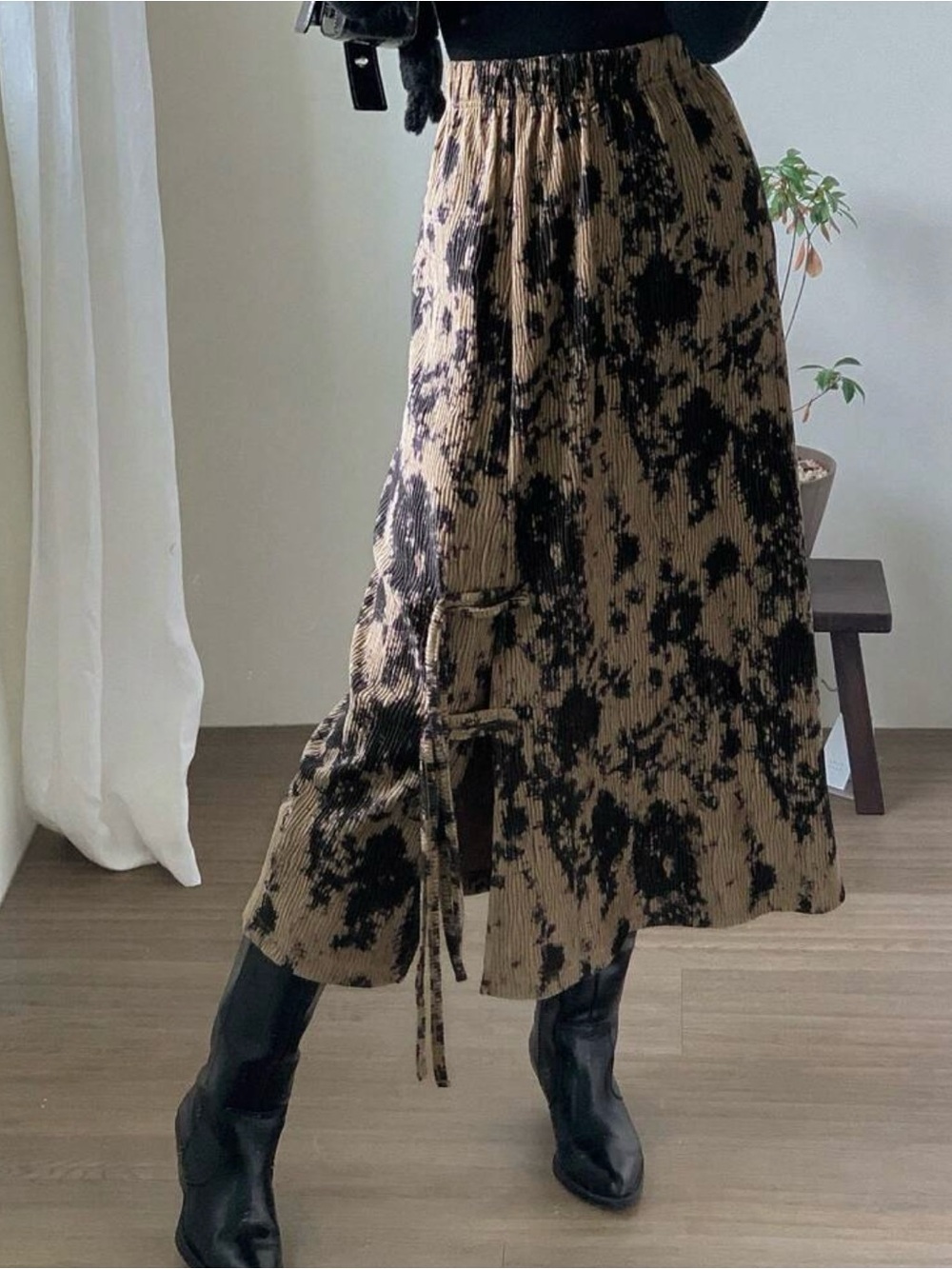 NWOT Ribbed, Split Hem, Tie Dye, Midaxi Skirt - Picture 2 of 5